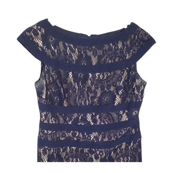 Adrianna Papell Petite Dress 4P Blue Sleeveless Lined Back Zip Stretch - Picture 2 of 5